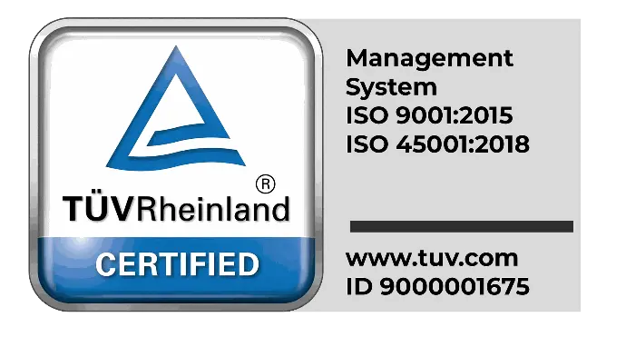 Certificación TÜV Rheinland ISO 9001:2015 e ISO 45001:2018